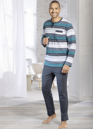 Pyjamas med knappslå och öppna manschetter