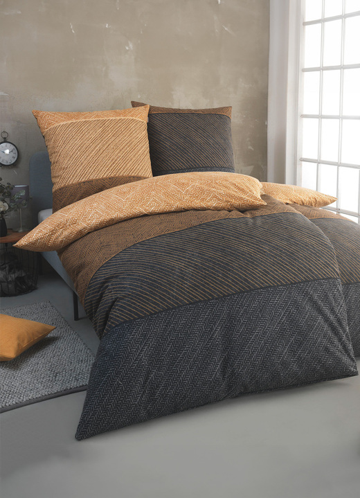 Påslakanset - Gosigt mjukt sängklädesset i bomull, i storlek 112 (80/80 cm + 135/200 cm) till 115 (80/80 cm + 155/220 cm), i färg BEIGE-GRAU Utsikt 1