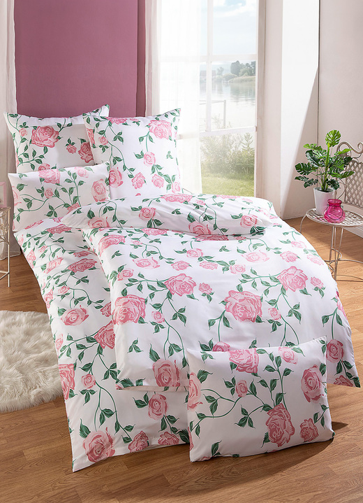 Påslakanset - Florella sängkläder i mikrofiberkvalitet, i storlek 111 (40/80 cm + 135/200 cm) till 115 (80/80 cm + 155/220 cm), i färg ROSÉ