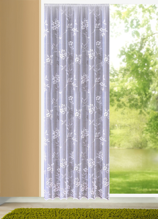 Klassisk - Förtrollande lång rullgardin med universalskena, i storlek 217 (H220xW300 cm) till 298 (H245xW600 cm), i färg WEISS Utsikt 1
