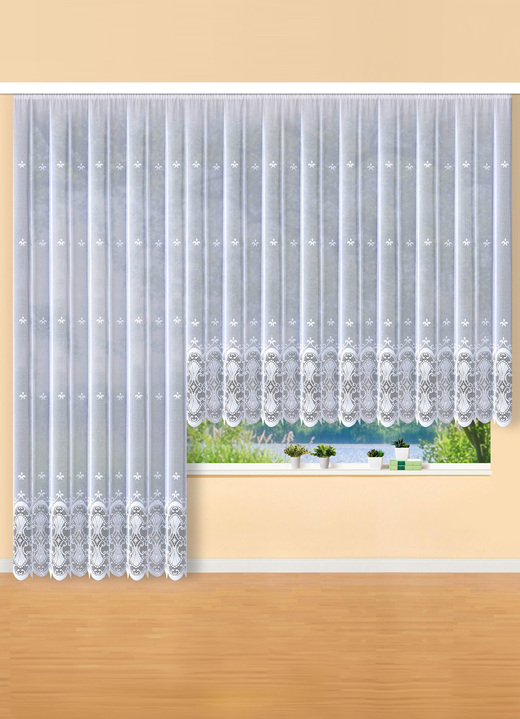 Klassisk - Snygg rullgardin med automatiskt fällband 1:3, i storlek 140 (H120xW300 cm) till 298 (H245xW600 cm), i färg WEISS Utsikt 1