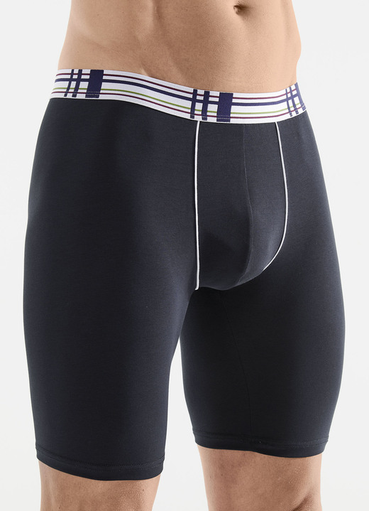 Byxor & boxershorts - Fyrapack långbyxor med resår i midjan, i storlek 005 till 011, i färg 2X NAVY, 2X PETROL Utsikt 1