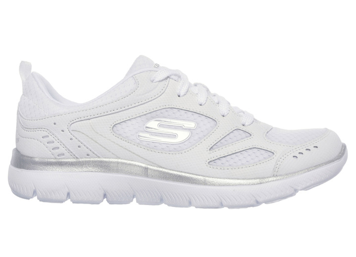 Damskor - SKECHERS, sportiga damsneakers, med nappaläderdetaljer, i storlek 036 till 041, i färg WEISS-SILBER Utsikt 1