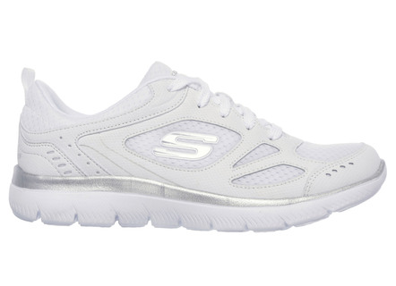 SKECHERS, sportiga damsneakers, med nappaläderdetaljer