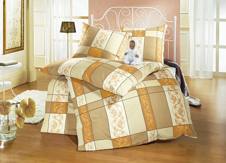 Påslakanset - Sängkläder i 2 högkvalitativa, lättstrykbara kvaliteter, i storlek 112 (80/80 cm + 135/200 cm) till 115 (80/80 cm + 155/220 cm), i färg TERRA Utsikt 1