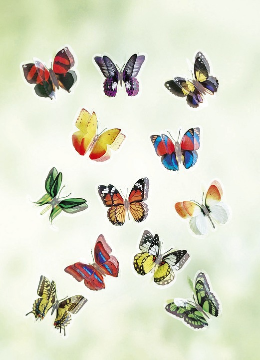 Fönsterbilder - 3D Fönsterfjärilar set med 12 st, i färg