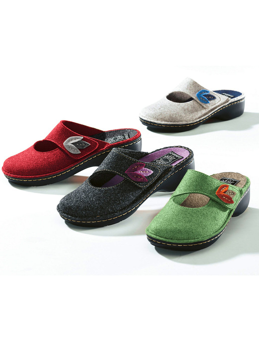 Tofflor - Fashionabla Aerosoft® tofflor gjorda av ullfilt, i storlek 036 till 042, i färg GRÖN
