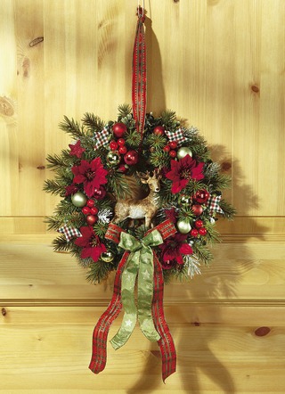 Väggkrans med julstjärna blommor