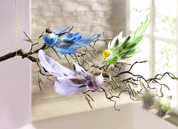 Presentidéer - dekorativa fåglar, uppsättning av 3, i färg  Utsikt 1