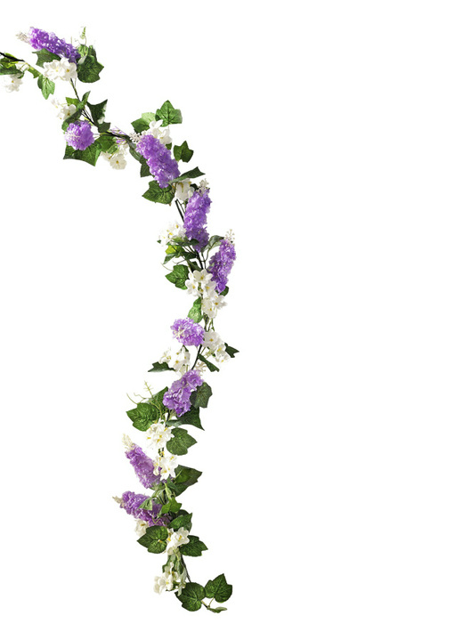 Konstgjorda växter - Lila girlang gjord av högkvalitativt konst- och textilmaterial, i färg LILA Utsikt 1