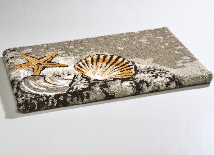 Badrumsinredning - GRUND badrumsset med halkfri latexbaksida, i storlek 100 (Halvrund matta, 50x 80 cm) till 112 (Lockskydd med sladd, 47x 50 cm), i färg SAND Utsikt 1