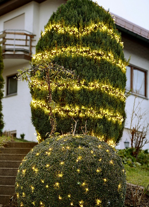 Vinterträdgård - Cluster LED fairy lights med digital utomhustransformator, i färg SVART, I utförande mit 192 LEDs und 8 Leuchtmodi; Gesamtlänge 12 m Utsikt 1
