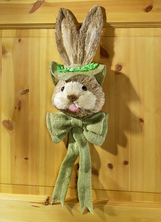 Påsk - Kaninhuvud tillverkat av naturliga fibrer, i färg GRÖN
