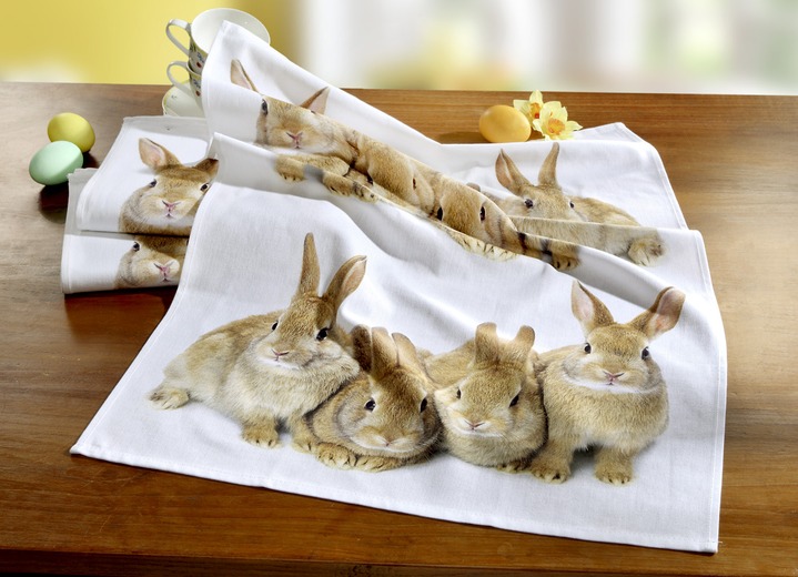 Handdukar - Bunny kökshanddukar paket med 2, i färg VIT Utsikt 1
