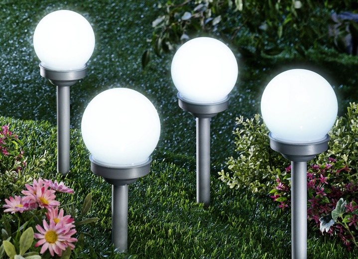 Trädgårdsbelysning - LED kullampor, set om 4, i färg