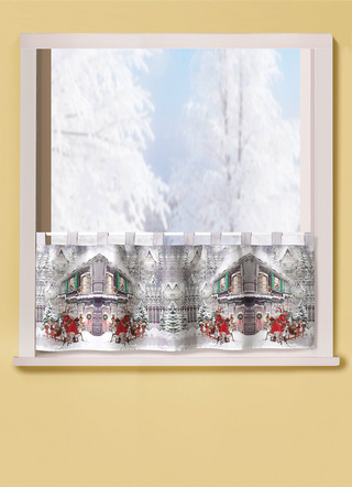Ogenomskinlig kortrullgardin Winterdorf