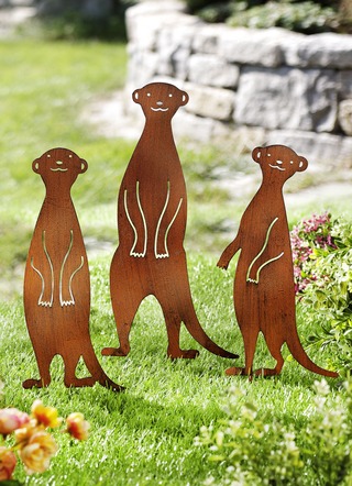 Meerkat trädgårdsstake set om 3