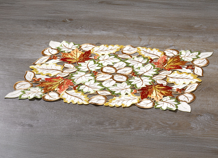 Prydnadskuddar & överdrag - Bords- och rumsdekoration med höstlövsmotiv, i storlek 101 (doily, 35x 50 cm) till 404 (örngott, 40x 40 cm), i färg MOUSSERANDE VIN Utsikt 1