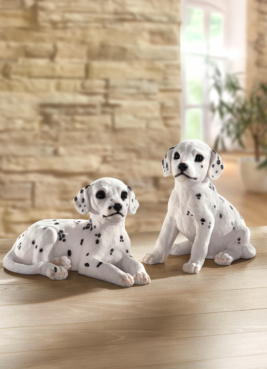 Figurer - Dalmatiner gjord av polyresin och syntetisk harts, i färg VIT SVART, I utförande Dalmatiner, sittande