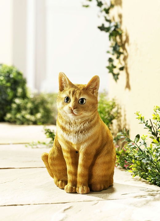 Trädgårdsdekoration - Rörelsedetektor katt, i färg BEIGE