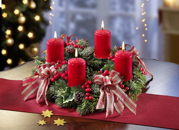 - Återanvändbar adventskrans, i färg RÖD GRÖN Utsikt 1