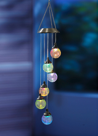 LED solenergi vindklocka i krossat glaslook