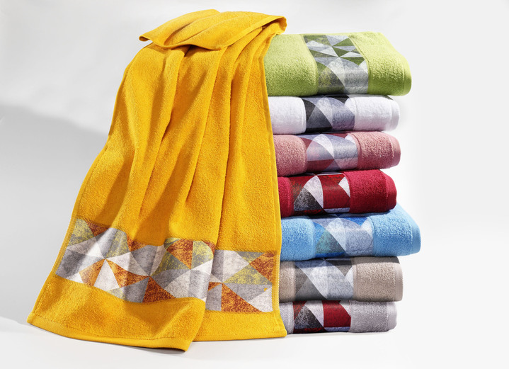 Handdukar - Chic frottéserie med tryckt jacquardkant, i storlek 200 (1 handduk, 50x100 cm) till 205 (5-delad ekonomisk uppsättning), i färg TERRA