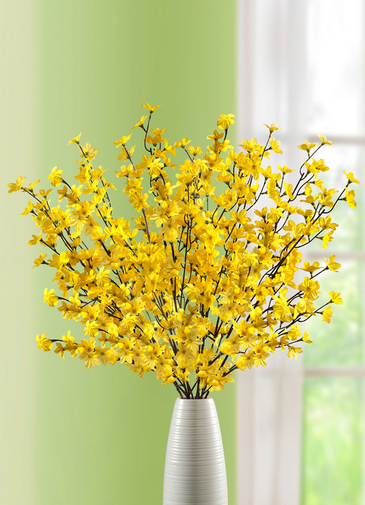 Konstgjorda växter - Bedrägligt verkligt utseende forsythia-grenar, set om 5, i färg  Utsikt 1