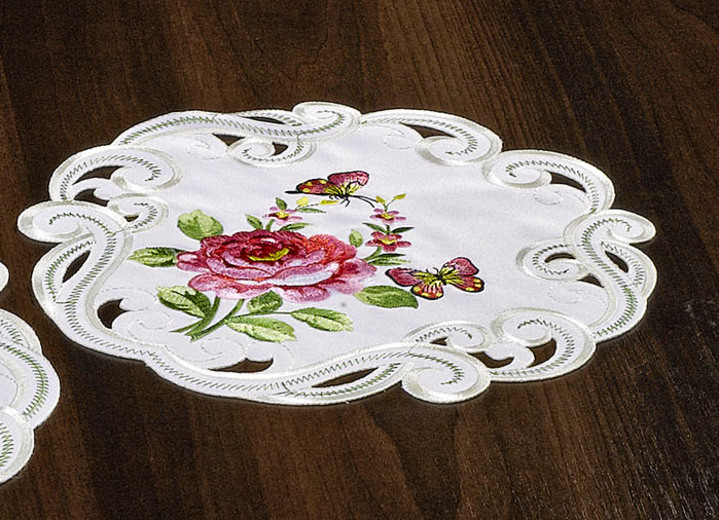Prydnadskuddar & överdrag - Bords- och rumsdekoration med rosmotiv, i storlek 101 (doily oval, 35x 50 cm) till 404 (örngott, 40x 40 cm), i färg FUNKANDE RÖD FÄRGERIGT Utsikt 1