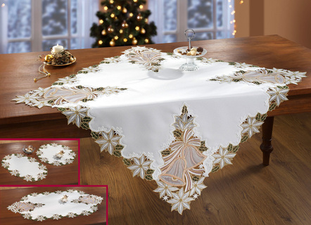 bordsdekoration med organza-insatser