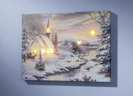 Batteridriven LED-bild med vinterlandskap