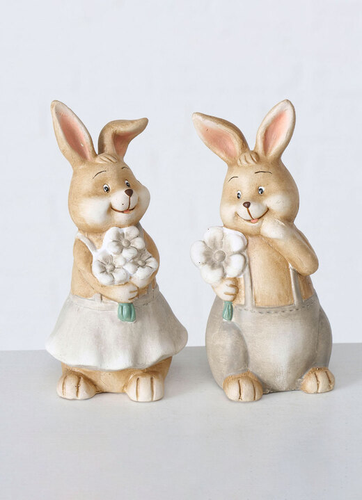 - Kaniner, set om 2, gjorda av terrakotta, i färg LJUSBRUN