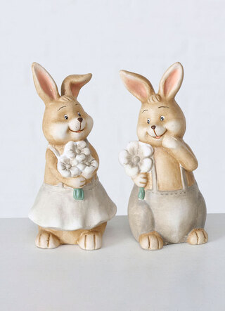 Kaniner, set om 2, gjorda av terrakotta