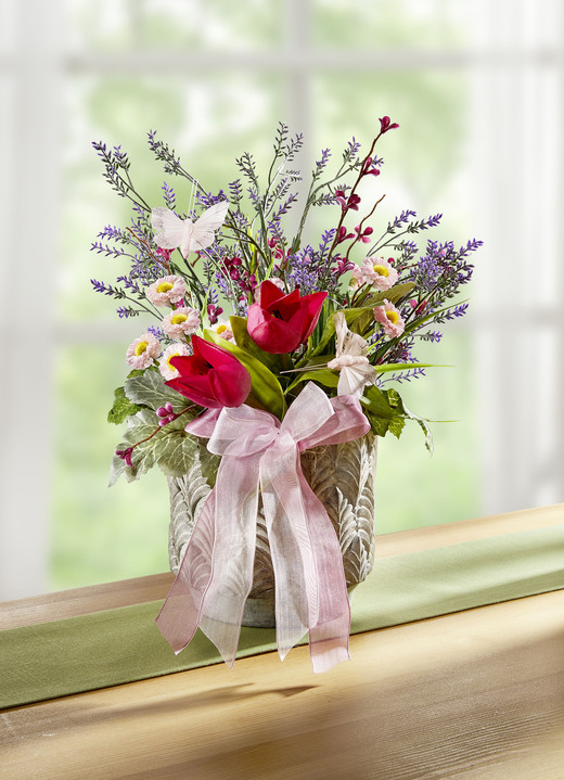 Konstgjorda växter - lavendel blomsterarrangemang, i färg GRÖNROSA