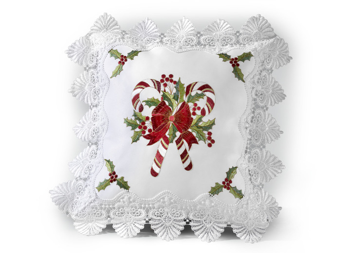 Prydnadskuddar & överdrag - Bords- och rumsdekoration med spetsbård, i storlek 101 (doily, 35x 50 cm) till 404 (örngott, 40x 40 cm), i färg VIT-FÄRGERIGT