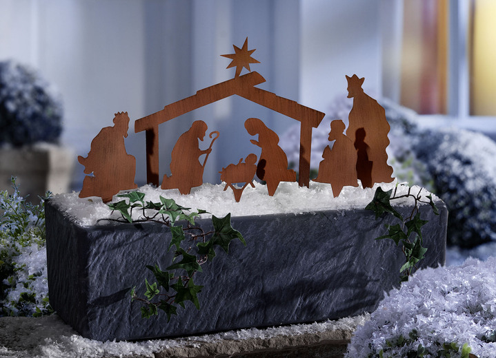 Vinterträdgård - Dekorativa pluggar, 7 delar, gjorda av metall med rost utseende, i färg ROST, I utförande Cot Utsikt 1