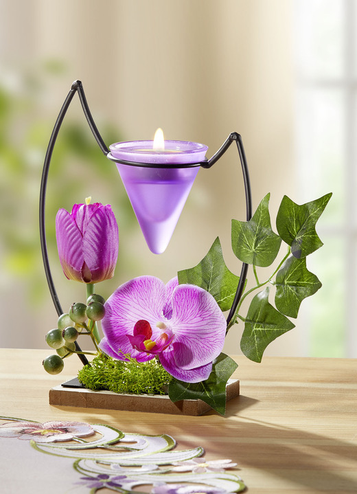 Påsk - Värmeljushållare med lila orkidé, i färg LILA