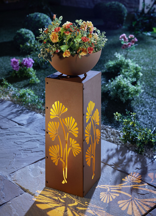 Trädgårdsbelysning - ”Ginkgo” LED dekorativ kolonn, i färg ROST