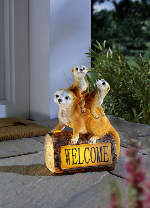 Trädgårdsbelysning - Solar Meerkat Family Välkommen, i färg BRUNT BEIGE