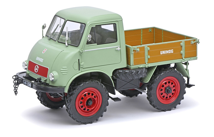 Samlarmodeller - Mercedes Benz Unimog 401 från Schuco, i färg LJUSGRÖN