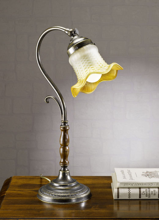 Lampor & armaturer - Bordslampa med glasskärm, i färg BRONS
