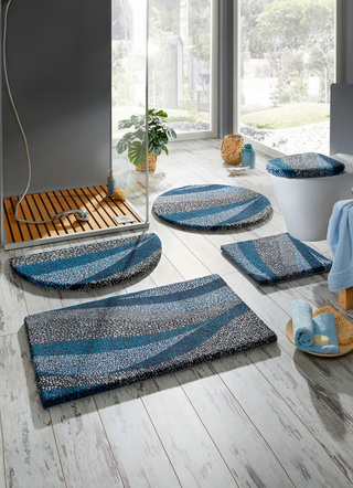 Badmatta med utsmyckat tryckt mosaikvågdesign