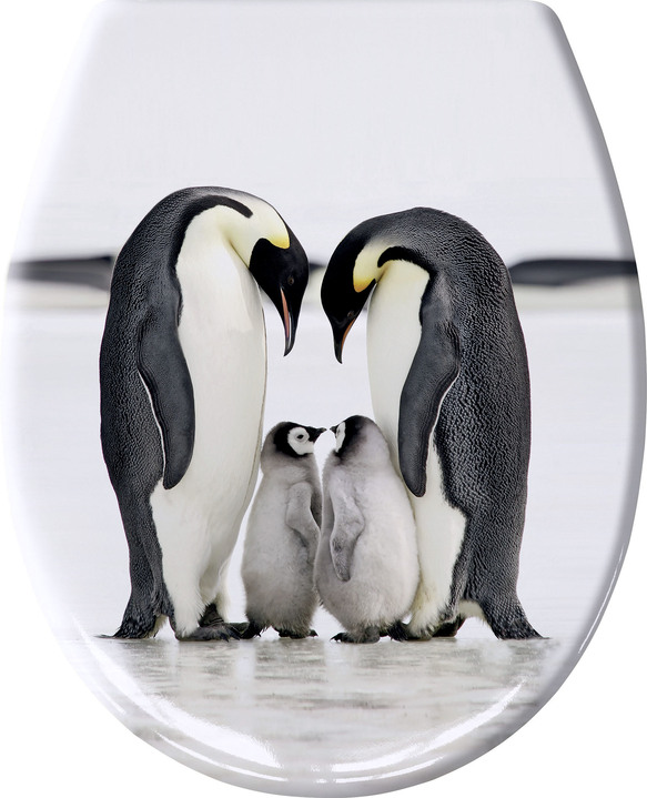 Badrumstillbehör - Toalettsits med pingvinmotiv, i färg FÄRGRIK