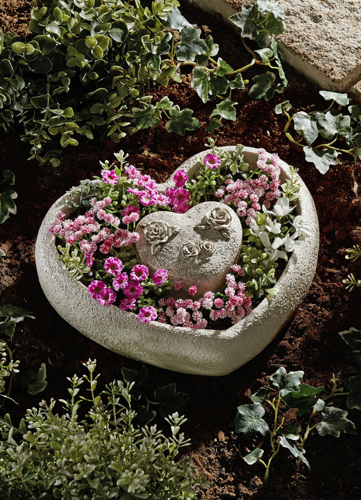 Blomkrukor & planteringskärl - Växtskålshjärta, 2 delar, i färg STENGRÅ Utsikt 1