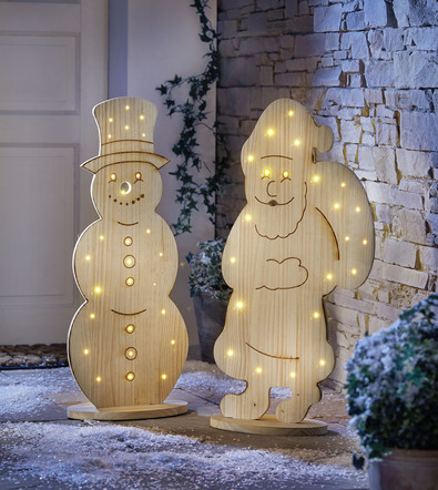 LED-jultomte i trä
