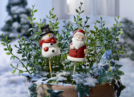Trädgårdsstake Snowman + Santa Clause