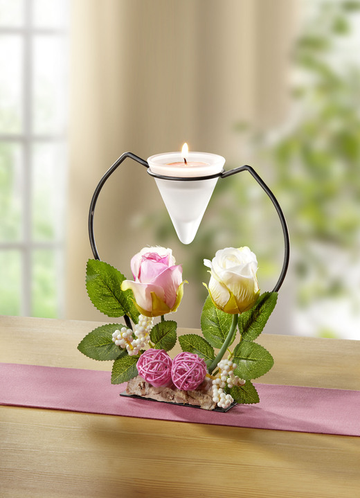 Presentidéer - Värmeljushållare med rosenblad, i färg ROSA
