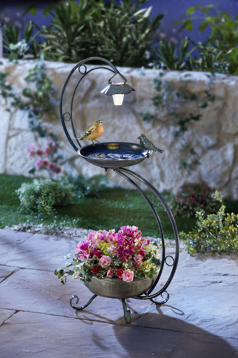 Trädgårdsbelysning - Solfågelbad med växtskål, i färg SVART