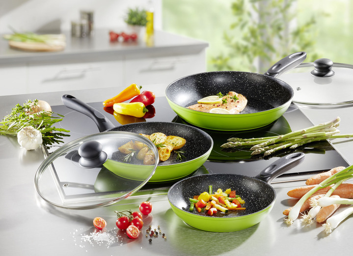 Grytor & stekpannor - Pannsats, 5 delar, med megahård non-stick beläggning, i färg SVART Utsikt 1