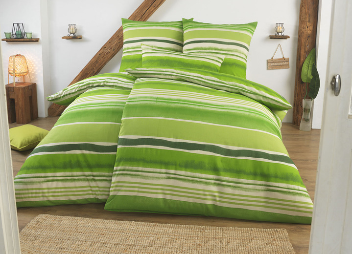 Påslakanset - Dubbelsidigt tryckt sängklädesset i polycotton-kvalitet, i storlek 111 (40x80 cm + 135x200 cm) till 115 (80x80 cm + 155x220 cm), i färg GRÖN Utsikt 1